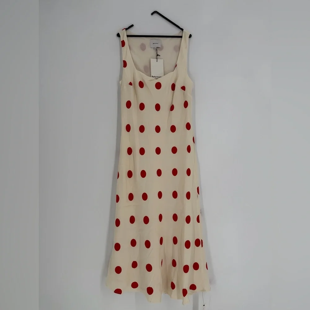 Reformation Iro Midi Dress In Carmona Dot - Picture 2 of 8